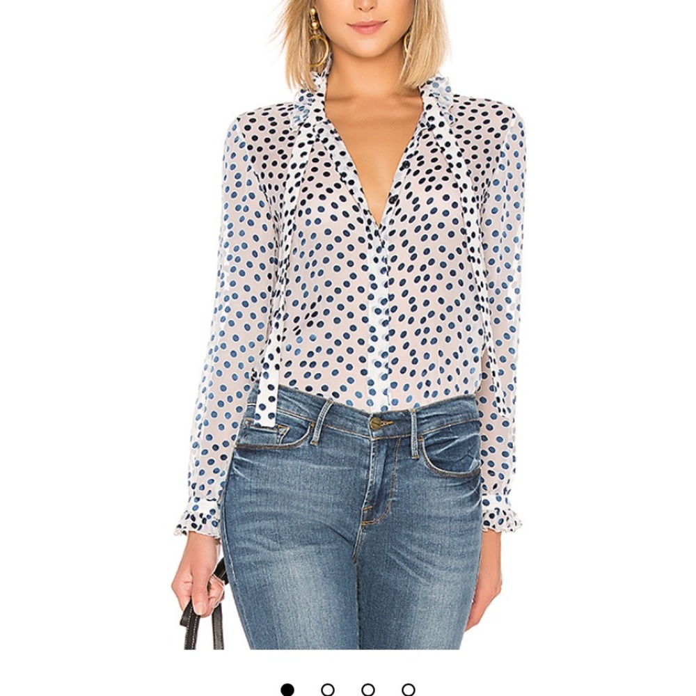 Saloni Emilie Top - cream, navy & dots